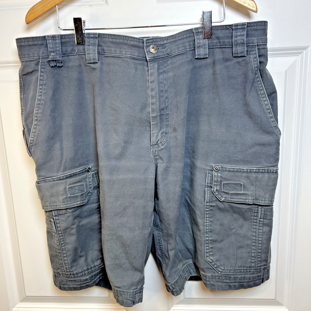 Duluth Trading Flex Fire Hose Cargo Shorts Men 38 Gray Workwear Utility Relaxed